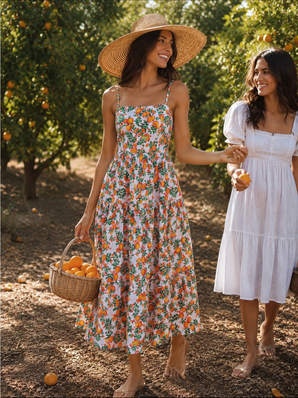 J.Crew Orange Grove Citrus Print Cotton Midi Sundress Dress Size 12